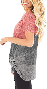 Women'S Tops Short Sleeve Twist Knotted T Shirts Summer Blouse Tunic Tops S-2XL